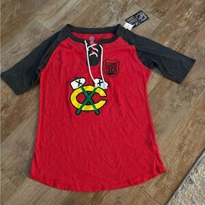 NHL Red and Black Short Sleeve Tee Retro Athletic Style